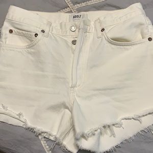 Agolde Parker white cutoff jean shorts